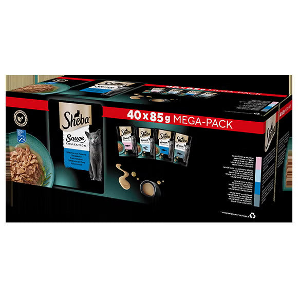 Alimento umido Sheba Sauce Collection Mare 40x85 g per gatti adulti Alimento umido Sheba Sauce Collection Mare 40x85 g per gatti adulti